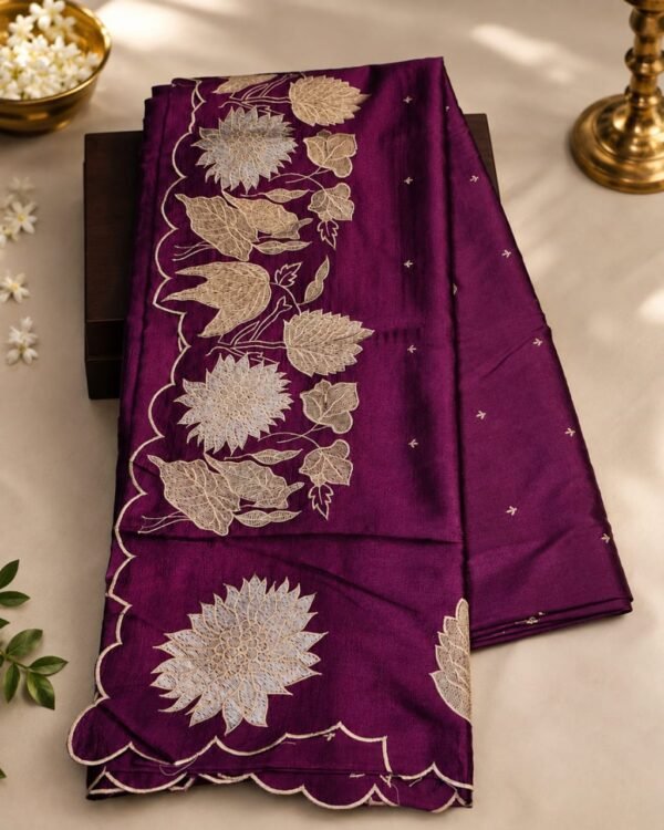 SEMI TUSSER SAREES- Deep Wine Purple