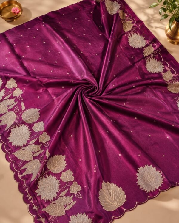 SEMI TUSSER SAREES- Deep Wine Purple