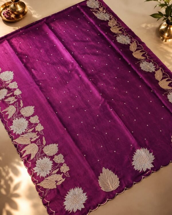 SEMI TUSSER SAREES- Deep Wine Purple