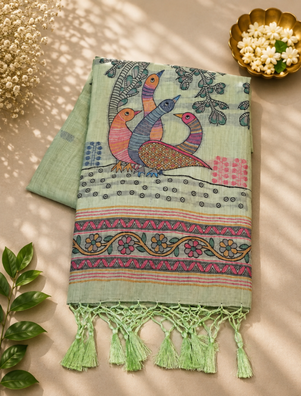 CHIRALA COTTON SAREE - Pista Green