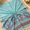 CHIRALA COTTON SAREE - Aqua Blue