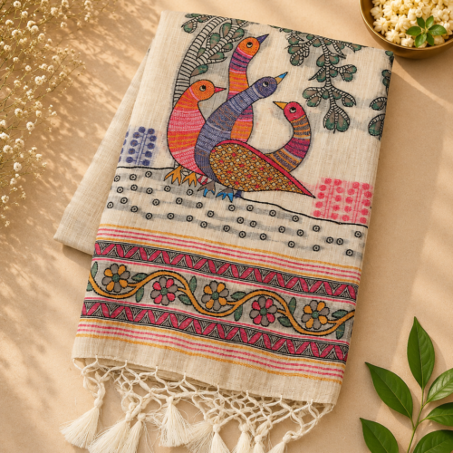 CHIRALA COTTON SAREE - HALF WHITE