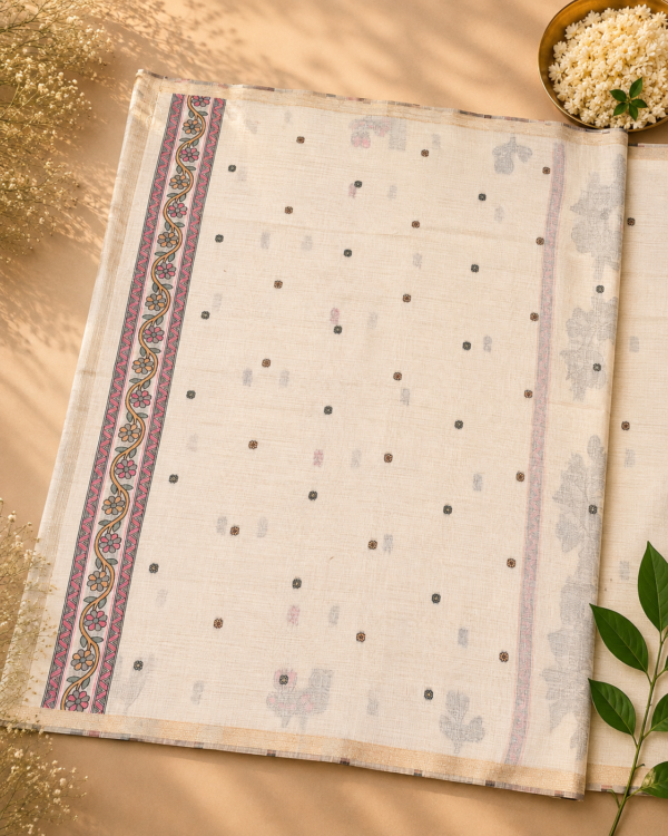 CHIRALA COTTON SAREE - HALF WHITE