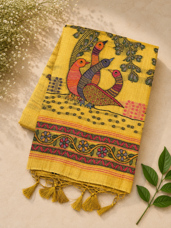 CHIRALA COTTON SAREE - Mustard Yellow