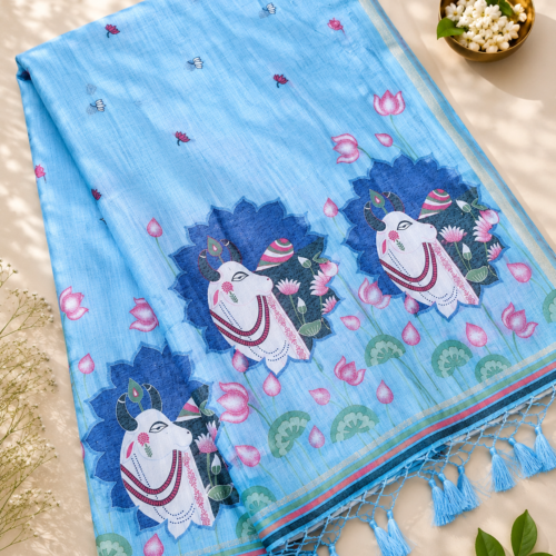 CHIRALA COTTON SAREE- SKY BLUE