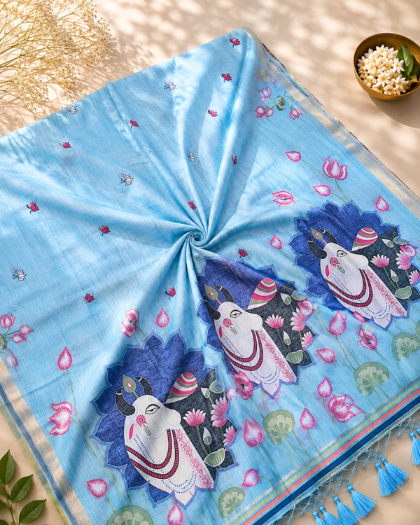 CHIRALA COTTON SAREE- SKY BLUE