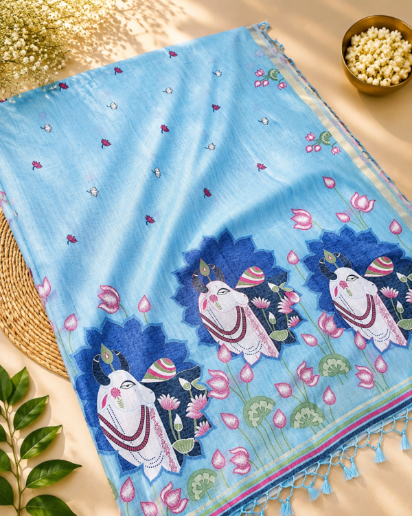 CHIRALA COTTON SAREE- SKY BLUE