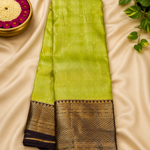 ChatGPT Image Aug 30, 2026, 01_34_53 PM SEMI KANCHIPURAM SILK - Parrot Green