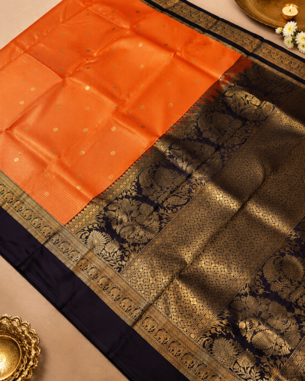 SEMI KANCHIPURAM SILK - Temple Orange