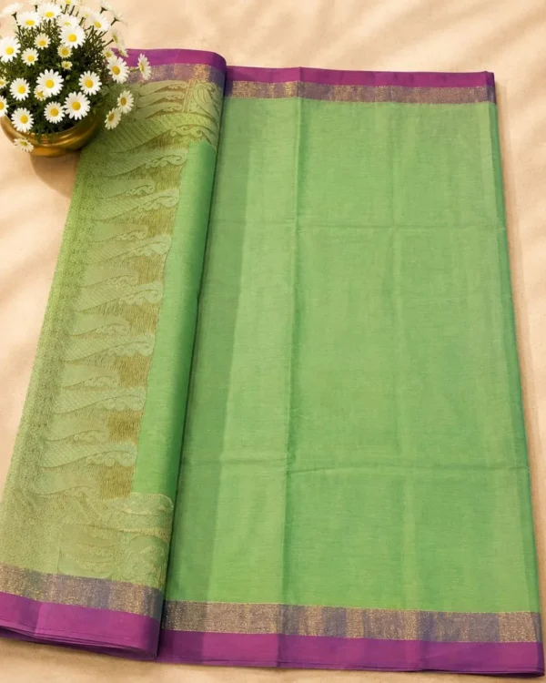 Cotton And Silk Cotton - Lavender Pink With Coffee Brown