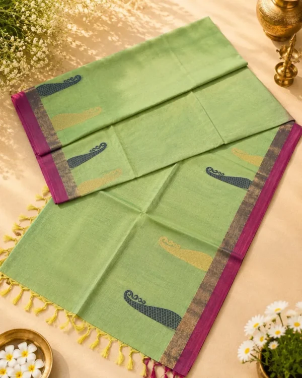 Cotton And Silk Cotton - Lavender Pink With Coffee Brown