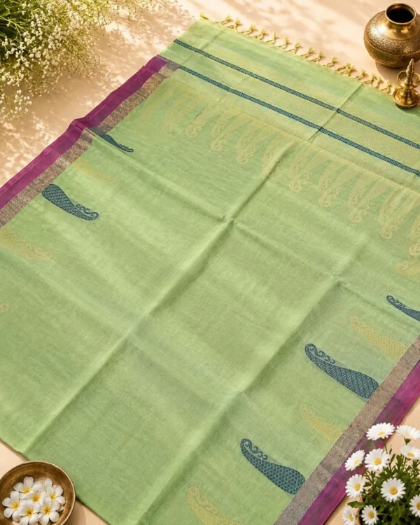Cotton And Silk Cotton - Lavender Pink With Coffee Brown