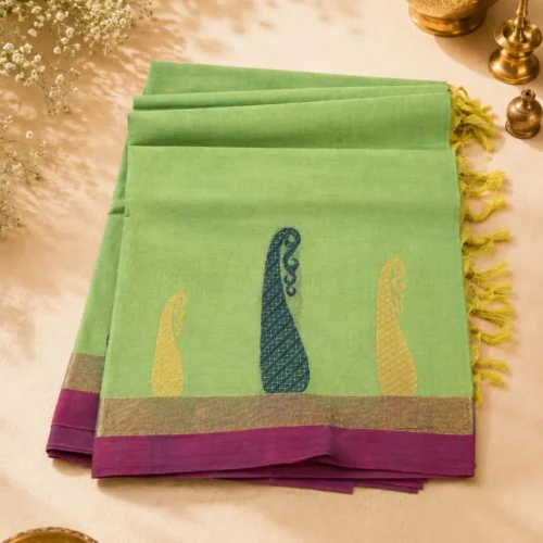 Cotton And Silk Cotton - Lavender Pink With Coffee Brown