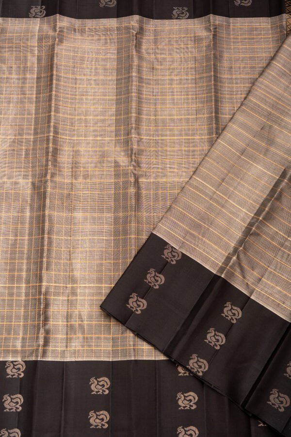 SOFT SILK - Black with Grey & Antique Gold Checks
