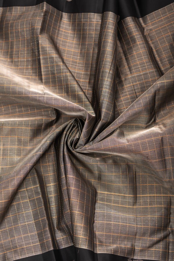SOFT SILK - Black with Grey & Antique Gold Checks