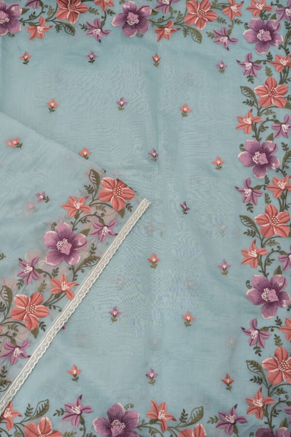 _DSC5860 ORGANZA SAREE - Ice Blue with Purple
