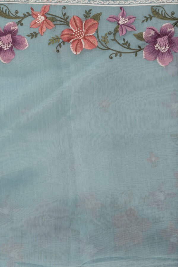 _DSC5861 ORGANZA SAREE - Ice Blue with Purple
