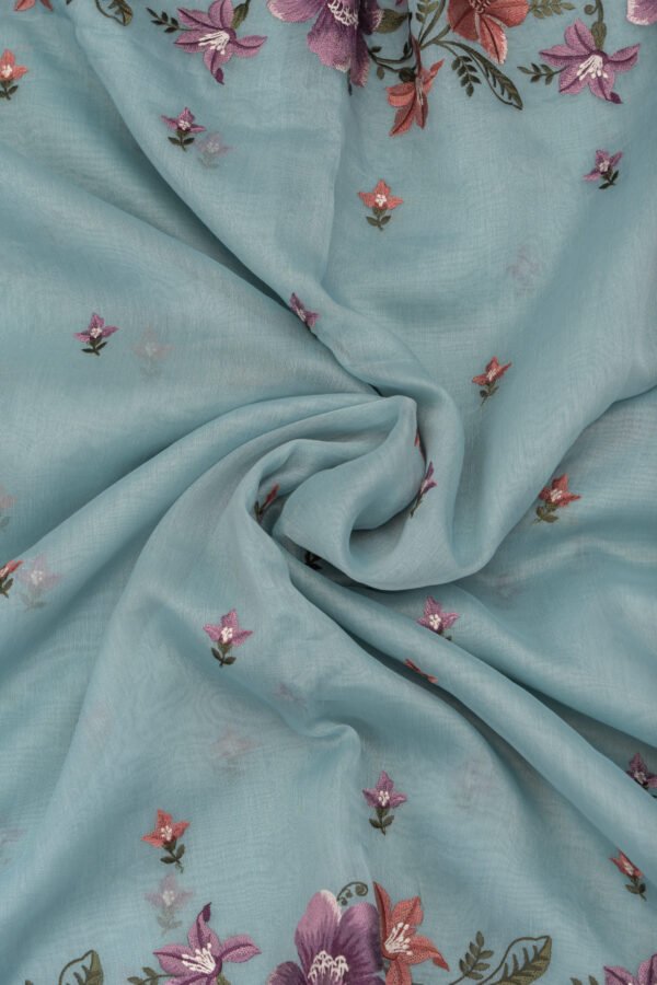 _DSC5862 ORGANZA SAREE - Ice Blue with Purple