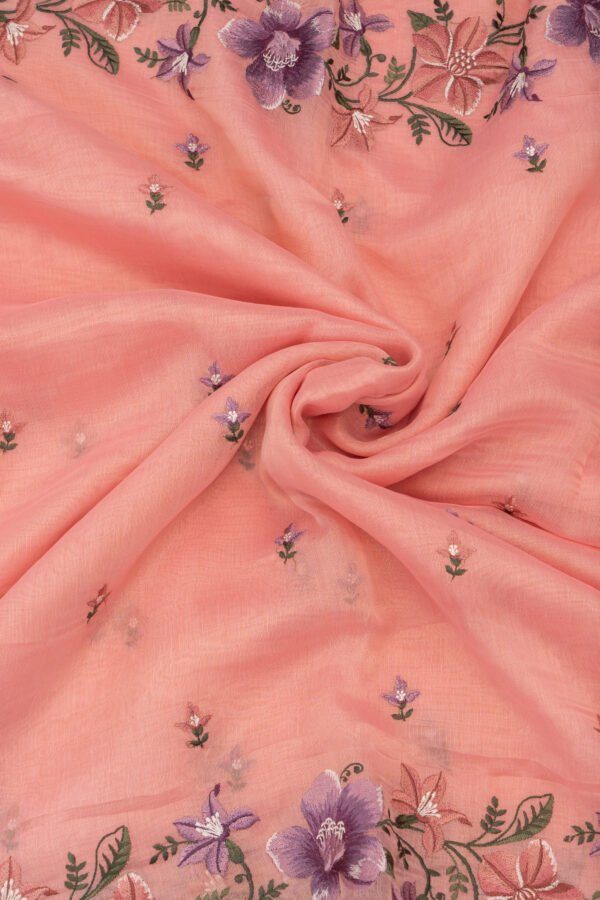 ORGANZA SAREE - Peach Pink