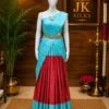 Half Sarees - Aqua Blue And Ruby Red (2) Half Sarees - Aqua Blue And Ruby Red