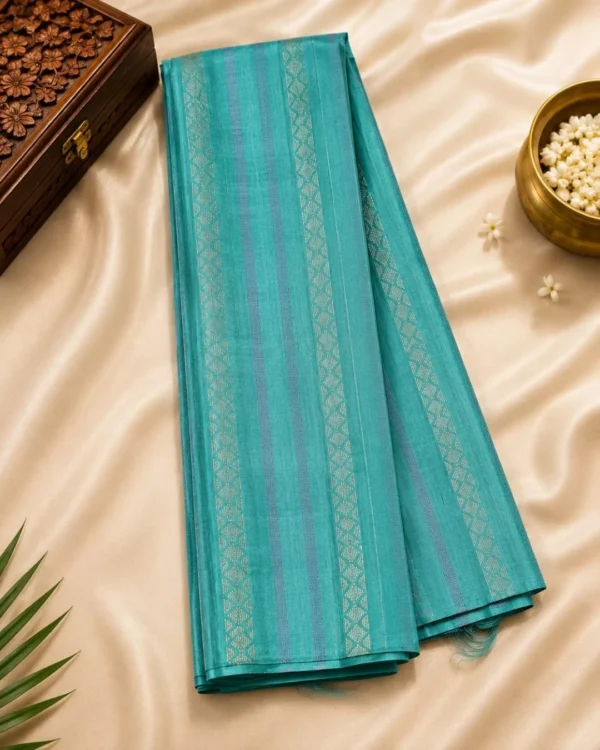 Half Sarees - Aqua Blue And Ruby Red Half Sarees - Aqua Blue And Ruby Red