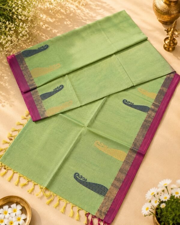 IMG-20260801-WA0030 COTTON SAREES - Pista Green