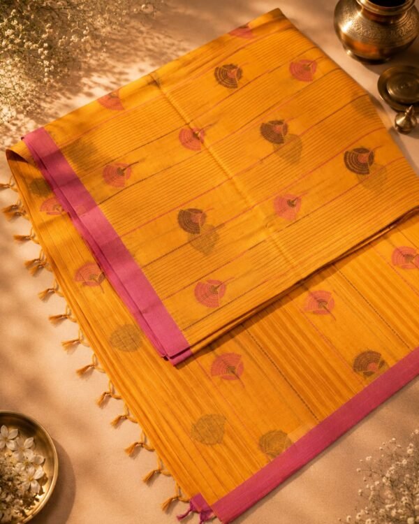 COTTON SAREES - Mustard Orange