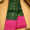 Kancheepuram Silks Sarees - Bottle Green With Rani Pink