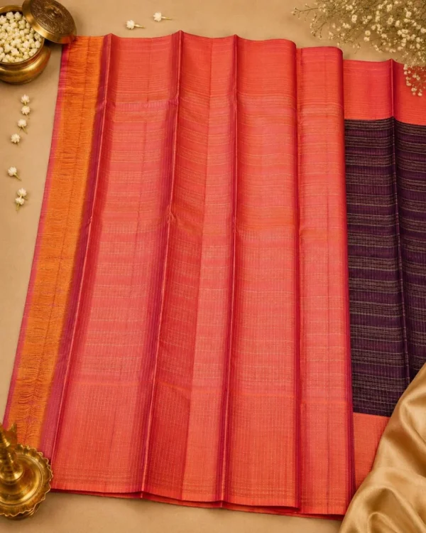 Kancheepuram Silks Sarees - Coffee Brown With Peach (3) Kancheepuram Silks Sarees - Coffee Brown With Peach
