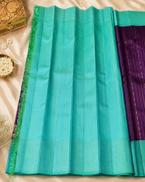 Kancheepuram Silks Sarees - Green With Purple