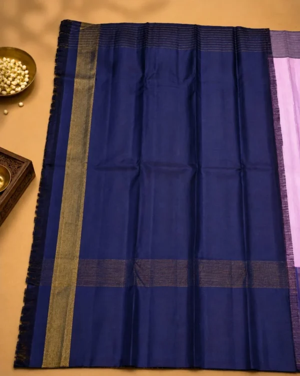 Kancheepuram Silks Sarees - Light Purple With Navy Blue