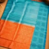 Kancheepuram Silks Sarees - Orange With Rama Blue