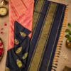Kancheepuram Silks Sarees - Peach With Navy Blue Combo (2) Kancheepuram Silks Sarees - Peach With Navy Blue Combo
