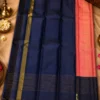 Kancheepuram Silks Sarees - Peach With Navy Blue Combo (4) Kancheepuram Silks Sarees - Peach With Navy Blue Combo
