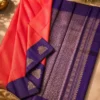 Kancheepuram Silks Sarees - Peach With Purple (2) Kancheepuram Silks Sarees - Peach With Purple