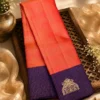 Kancheepuram Silks Sarees - Peach With Purple (3) Kancheepuram Silks Sarees - Peach With Purple