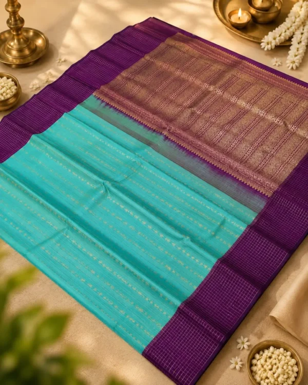 Kancheepuram Silks Sarees - Purple With Green