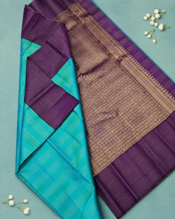 Kancheepuram Silks Sarees - Rama Blue With Violet