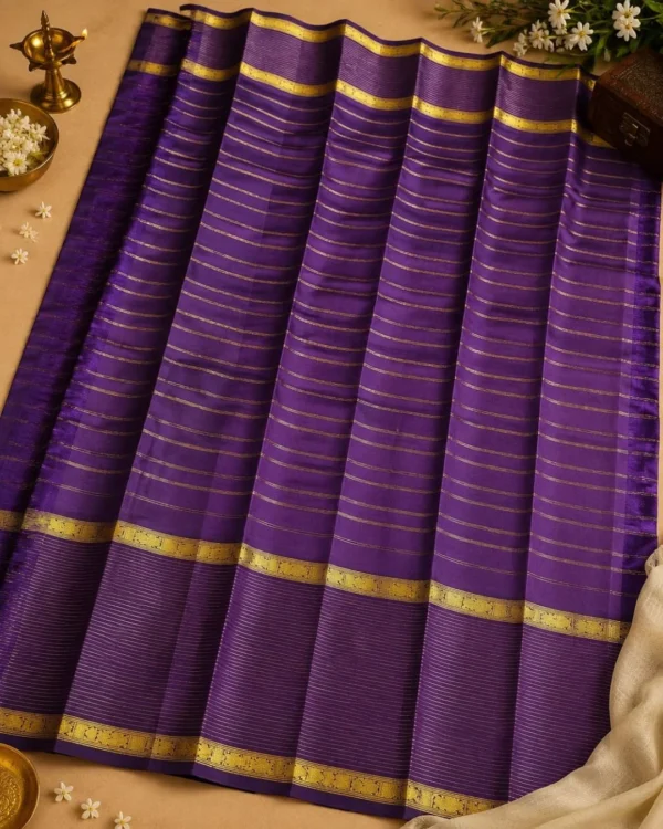 Kancheepuram Silks Sarees - Tomato Pink With Violet (2) Kancheepuram Silks Sarees - Tomato Pink With Violet