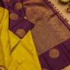 Kancheepuram Silks Sarees - Yellow With Coffee Brown
