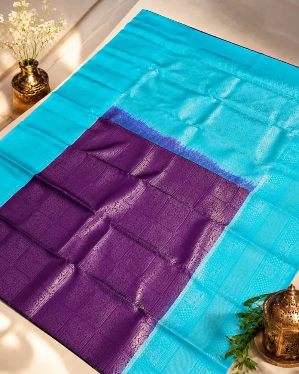 Soft Silks Sarees - Blue And Royal Purple (2) Soft Silks Sarees - Blue And Royal Purple