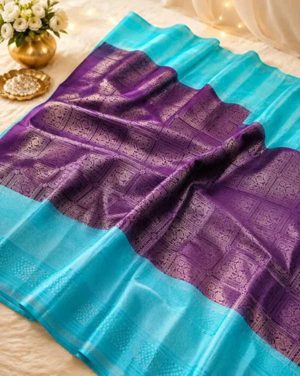 Soft Silks Sarees - Blue And Royal Purple (4) Soft Silks Sarees - Blue And Royal Purple