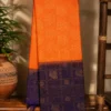 Soft Silks Sarees - Orange With Royal Purple