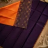 Soft Silks Sarees - Orange With Royal Purple