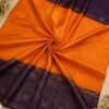 Soft Silks Sarees - Orange With Royal Purple