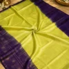 Soft Silks Sarees - Parrot Green With Purple