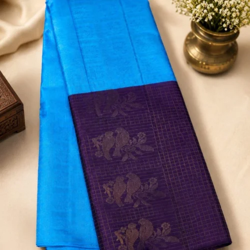 Soft Silks Sarees - Sky Blue And Purple