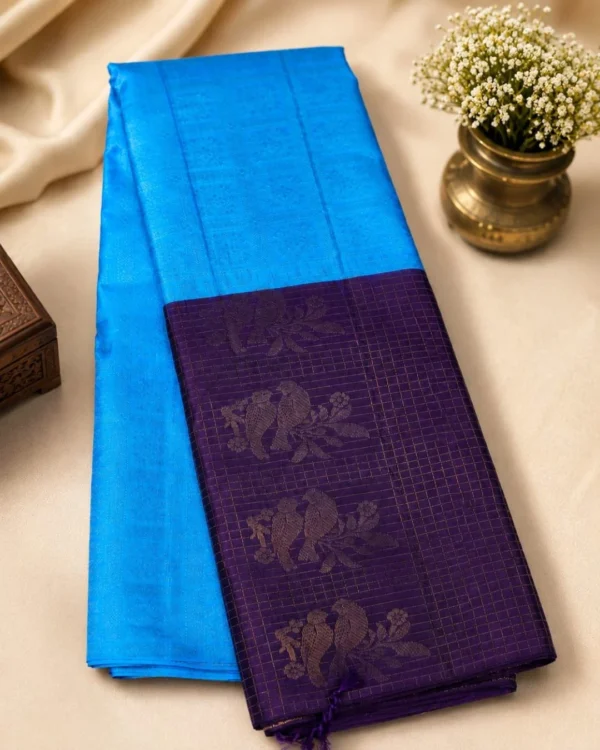 Soft Silks Sarees - Sky Blue And Purple