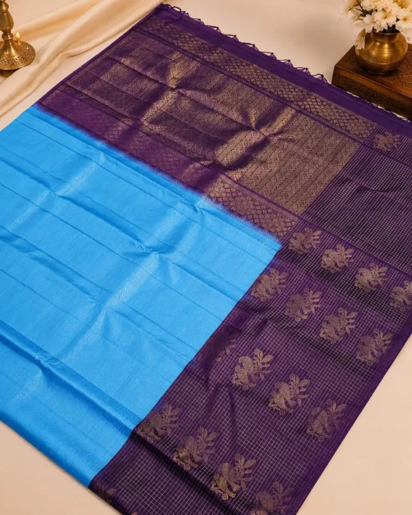 Soft Silks Sarees - Sky Blue And Purple