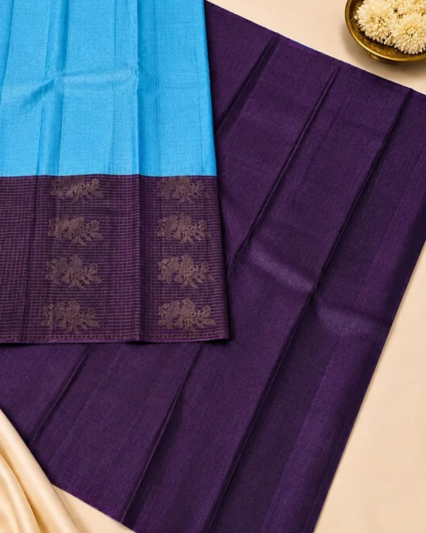 Soft Silks Sarees - Sky Blue And Purple